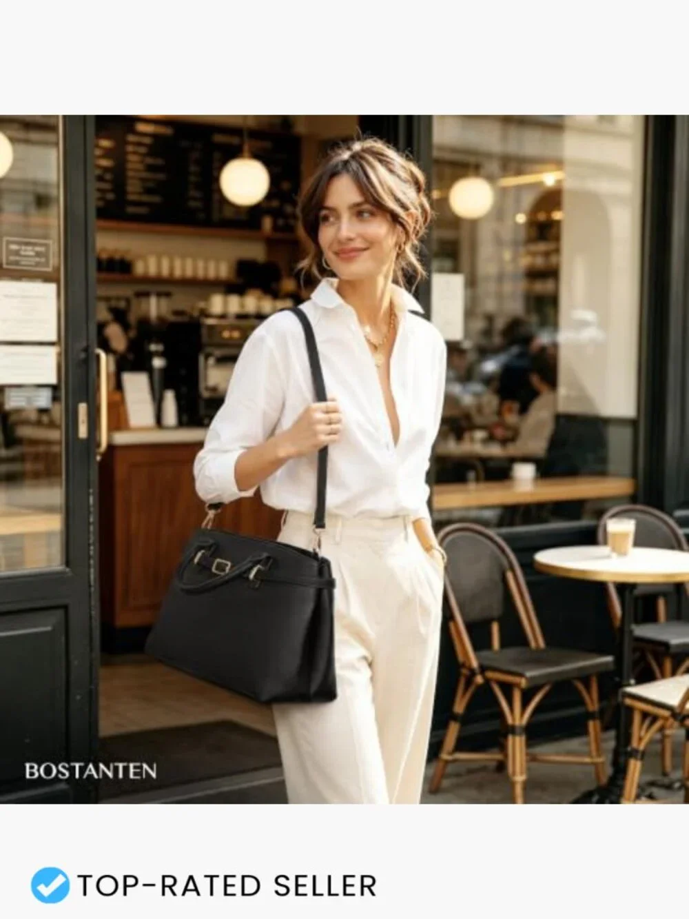 Structured Satchel Handbag Women Work Tote Purse Medium Vegan Leather Crossbody